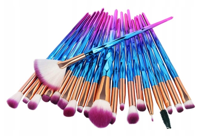 20 x ZESTAW PĘDZLI Makijaż UNICORN JEDNOROŻEC Typ pędzli zestaw pędzli